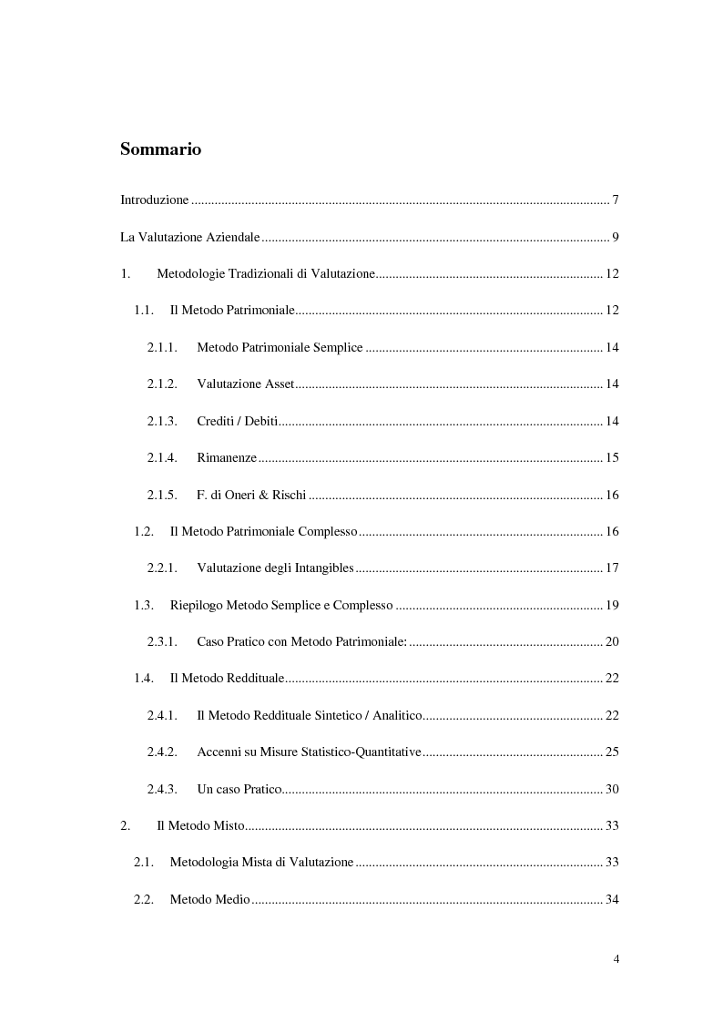 Indice della tesi: Valutazione Aziendale e congruità Prezzo/Valore. Il caso UniCredit, Pagina 1