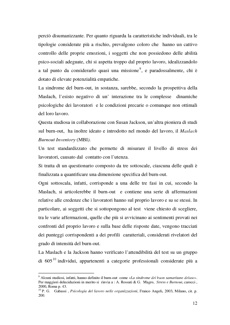 Estratto dalla tesi: Il burn-out al crocevia tra disagio intrapsichico e malattia professionale