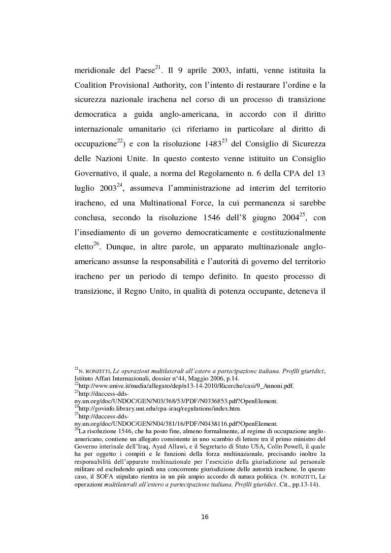 Estratto dalla tesi: Le immunità dalla giurisdizione dei militari in missione all'estero