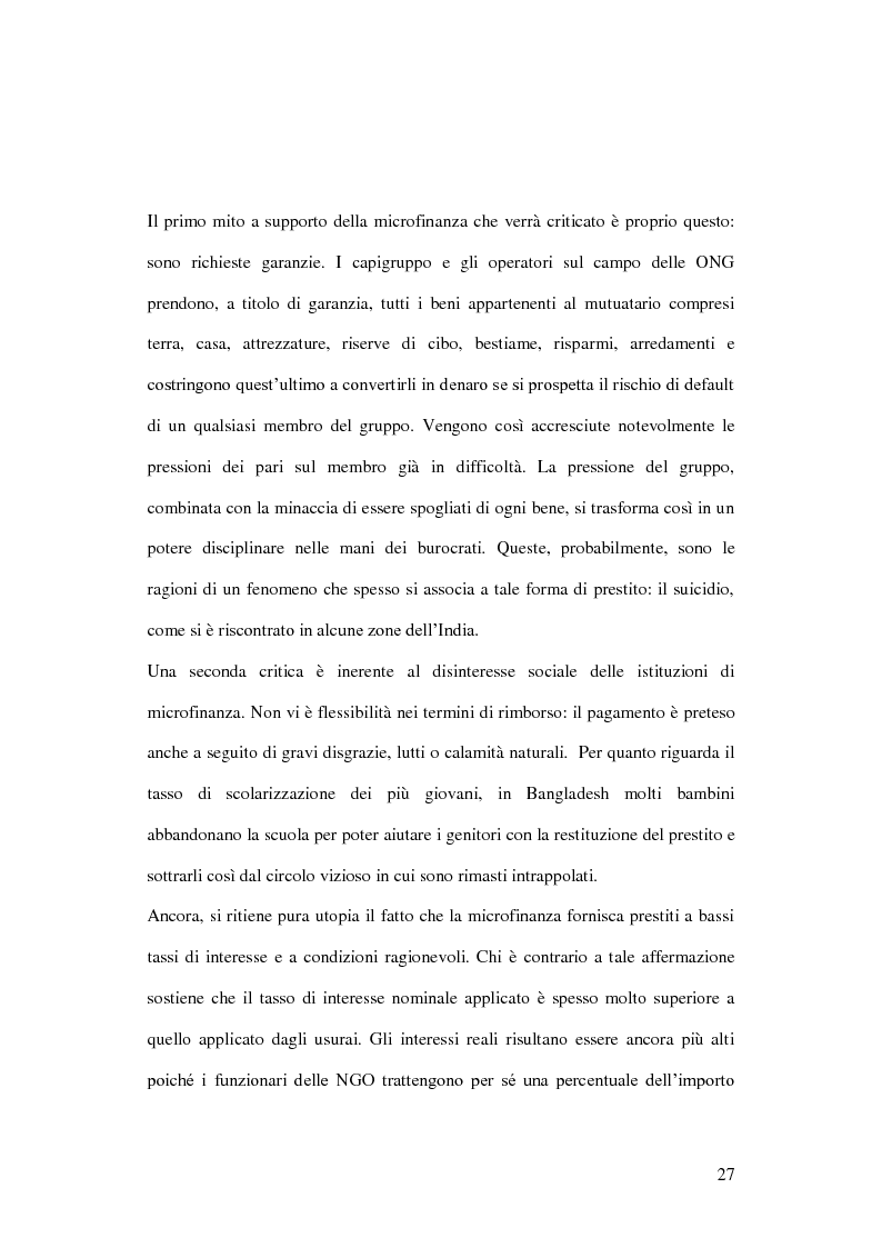 Estratto dalla tesi: Il microcredito: motore dello sviluppo ed integrazione sociale