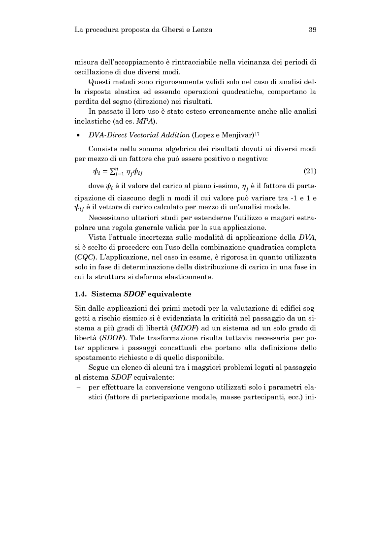 Estratto dalla tesi: Applicazione di una nuova procedura per la valutazione sismica di edifici tramite analisi statica non lineare