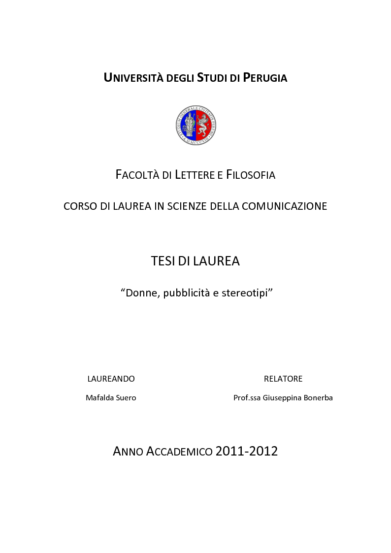 Anteprima della tesi: Donne, pubblicità e stereotipi, Pagina 1