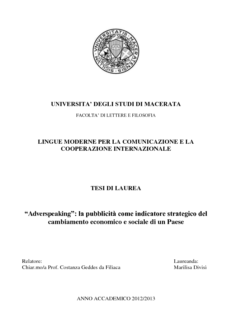 Lingue Moderne Per La Comunicazione E La Cooperazione Internazionale