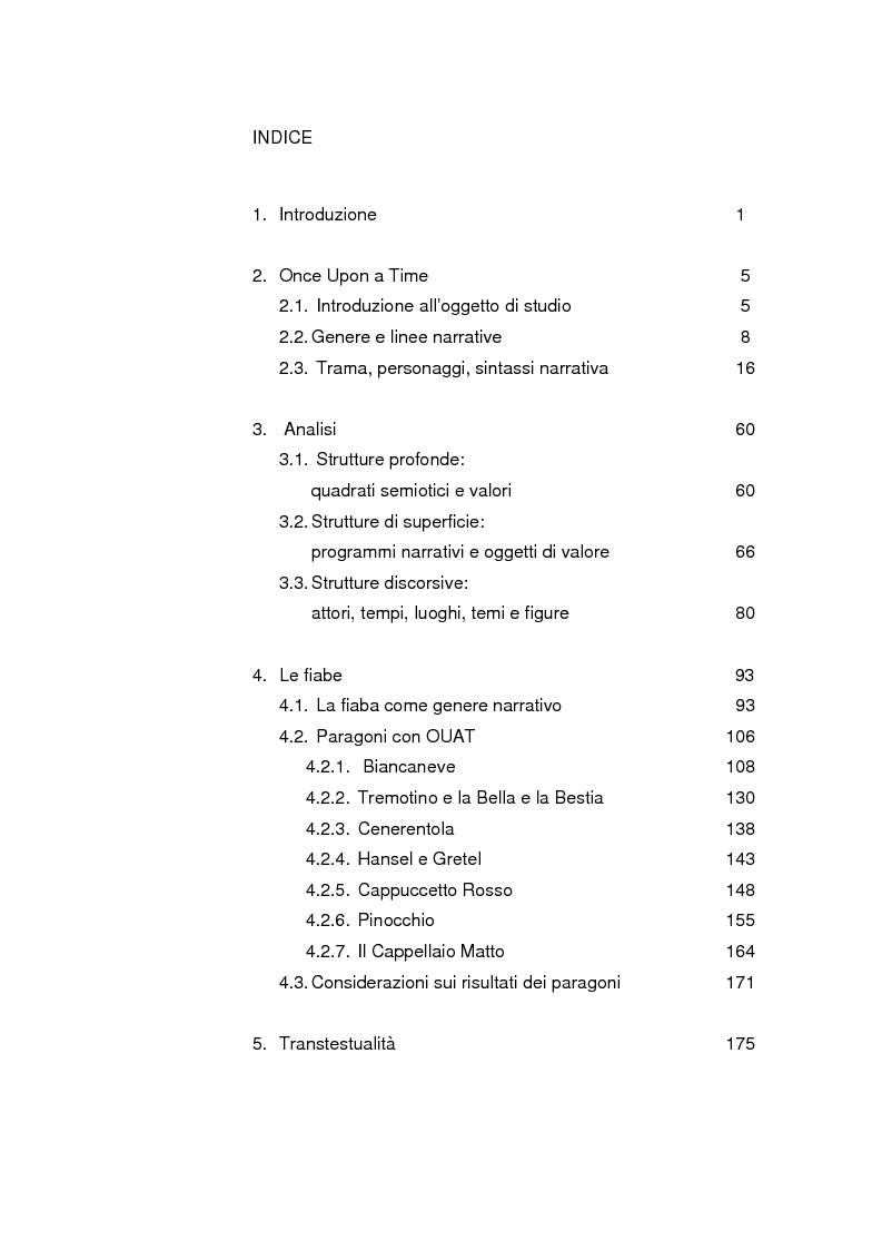 Indice della tesi: Once Upon a Time. Analisi di una iperfiaba seriale, Pagina 1