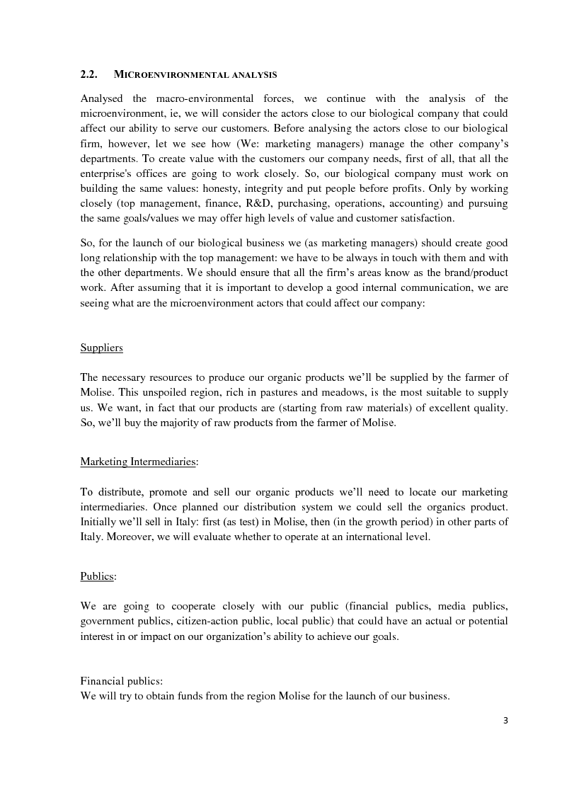 Estratto dalla tesi: Marketing plan: My Biological Business