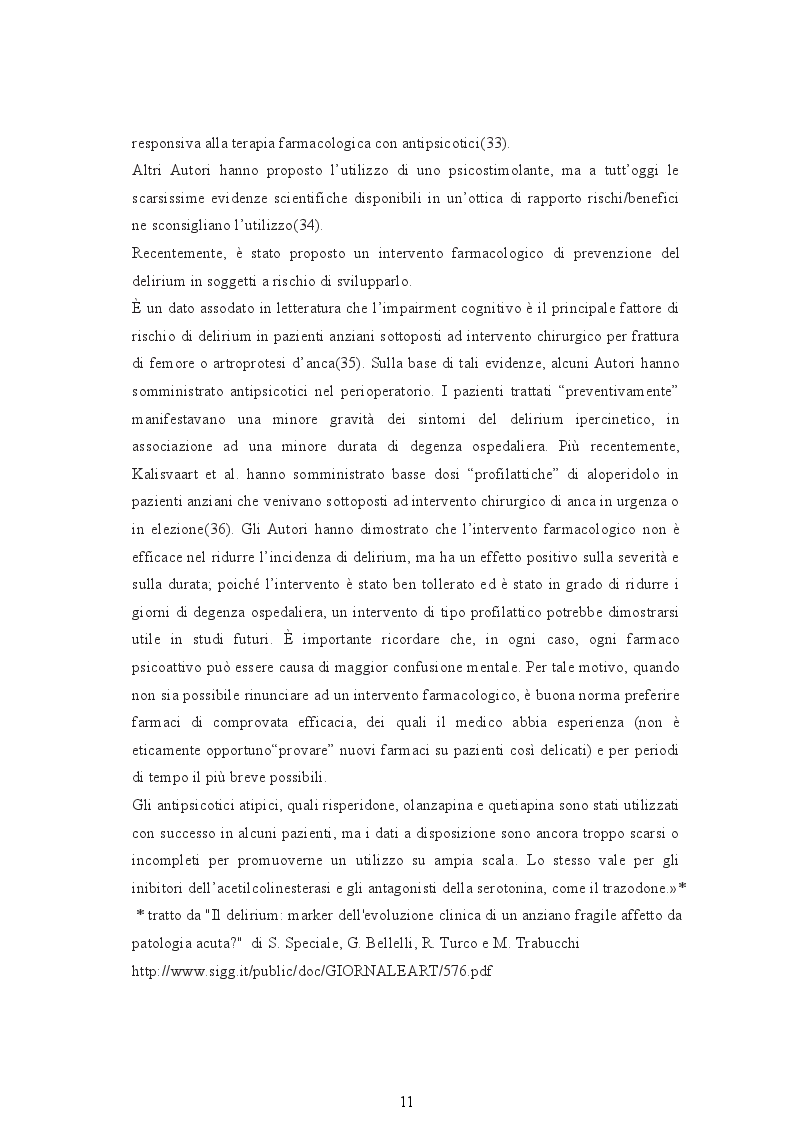 Estratto dalla tesi: Le Delirium Rooms: un modello a gestione infermieristica.