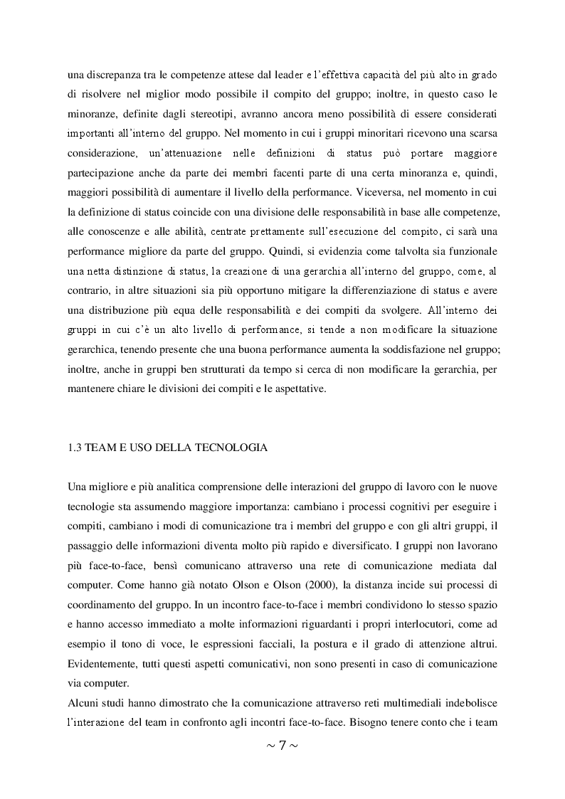 Estratto dalla tesi: Teamwork e team performance