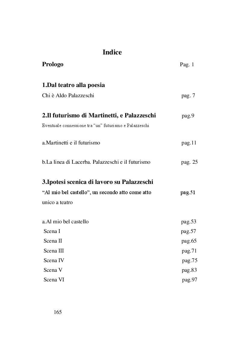 Indice della tesi: Poemi + Incendiario X Parola, Pagina 1