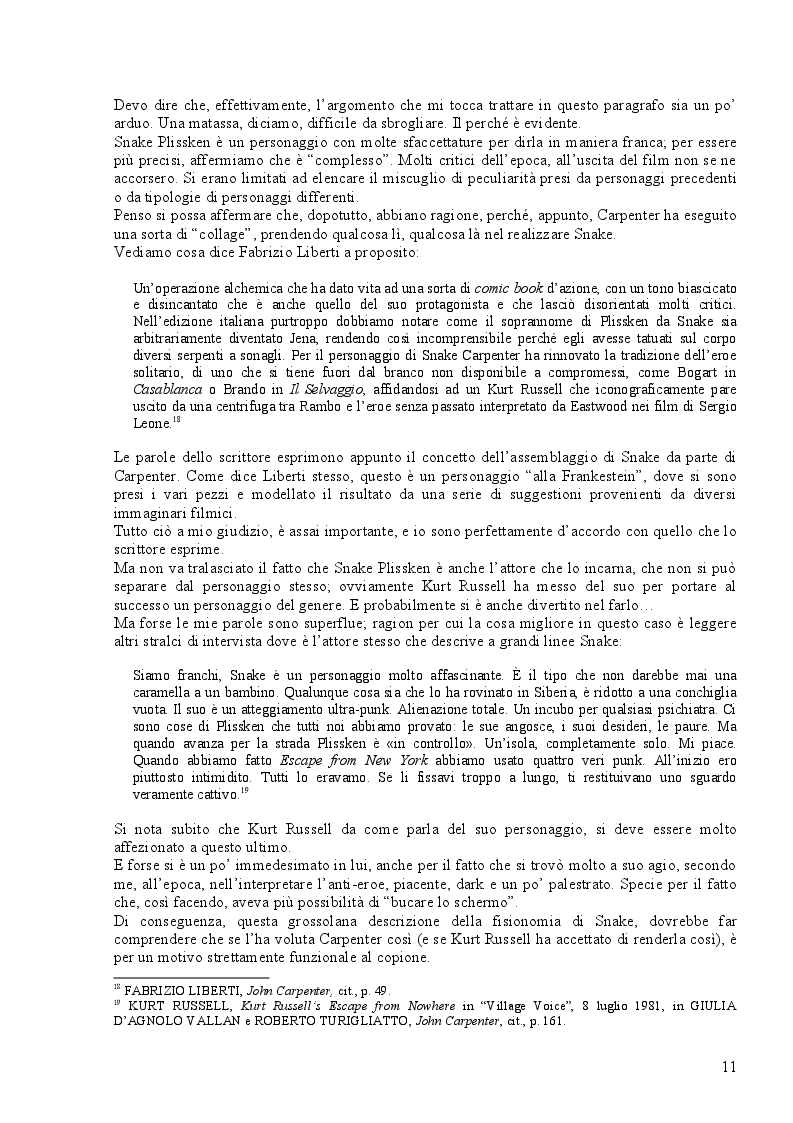 Estratto dalla tesi: Snake Plissken - il Prototipo dell'antieroe