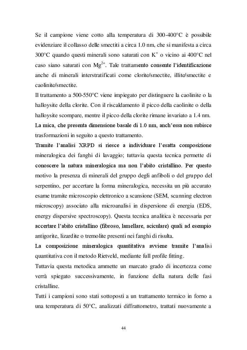 Estratto dalla tesi: Caratterizzazione chimica, petrografica e mineralogica di fanghi di lavaggio di cava, con particolare riguardo alle problematiche ambientali