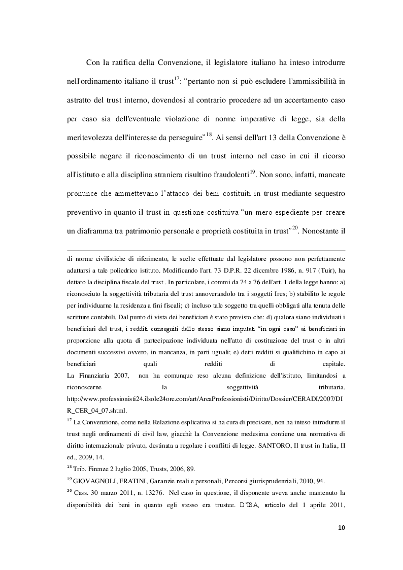 Estratto dalla tesi: Trust e affidamenti fiduciari nella disciplina dei rapporti familiari