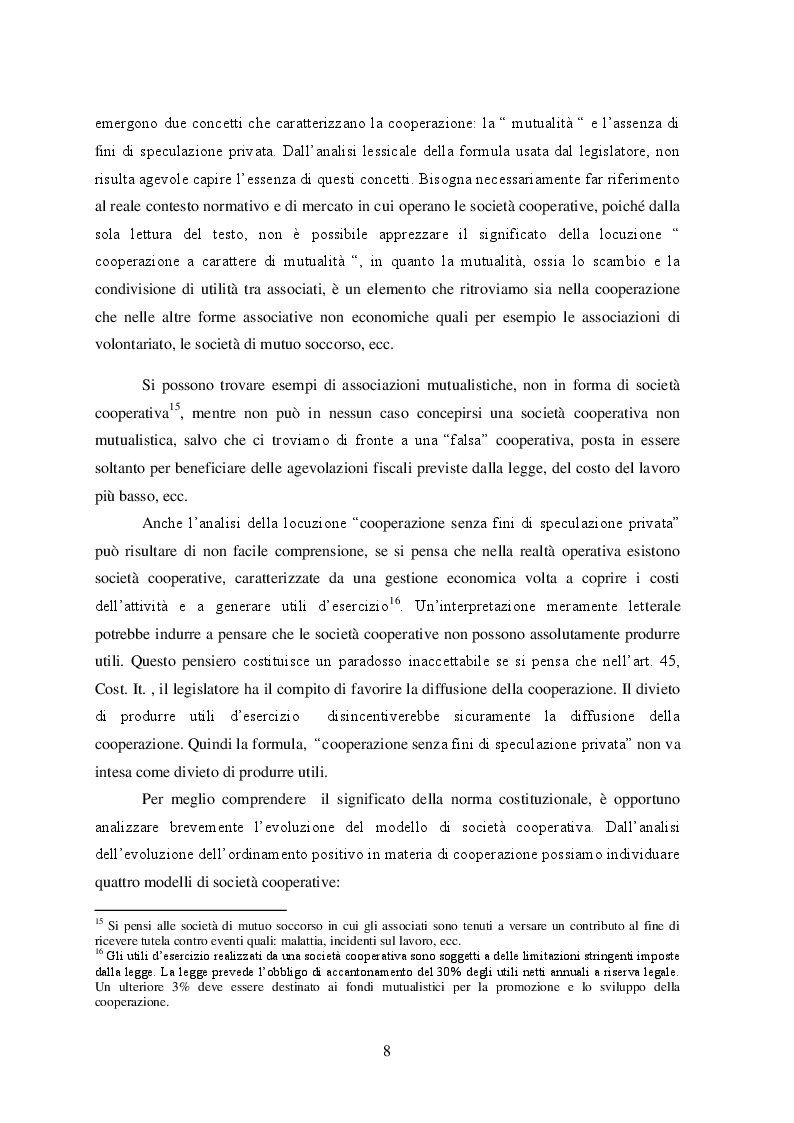 Estratto dalla tesi: Il principio di mutualità prevalente nelle cooperative e la normativa delle agevolazioni fiscali