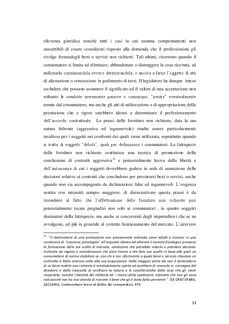 Estratto dalla tesi: Le forniture non richieste e la tutela del consumatore
