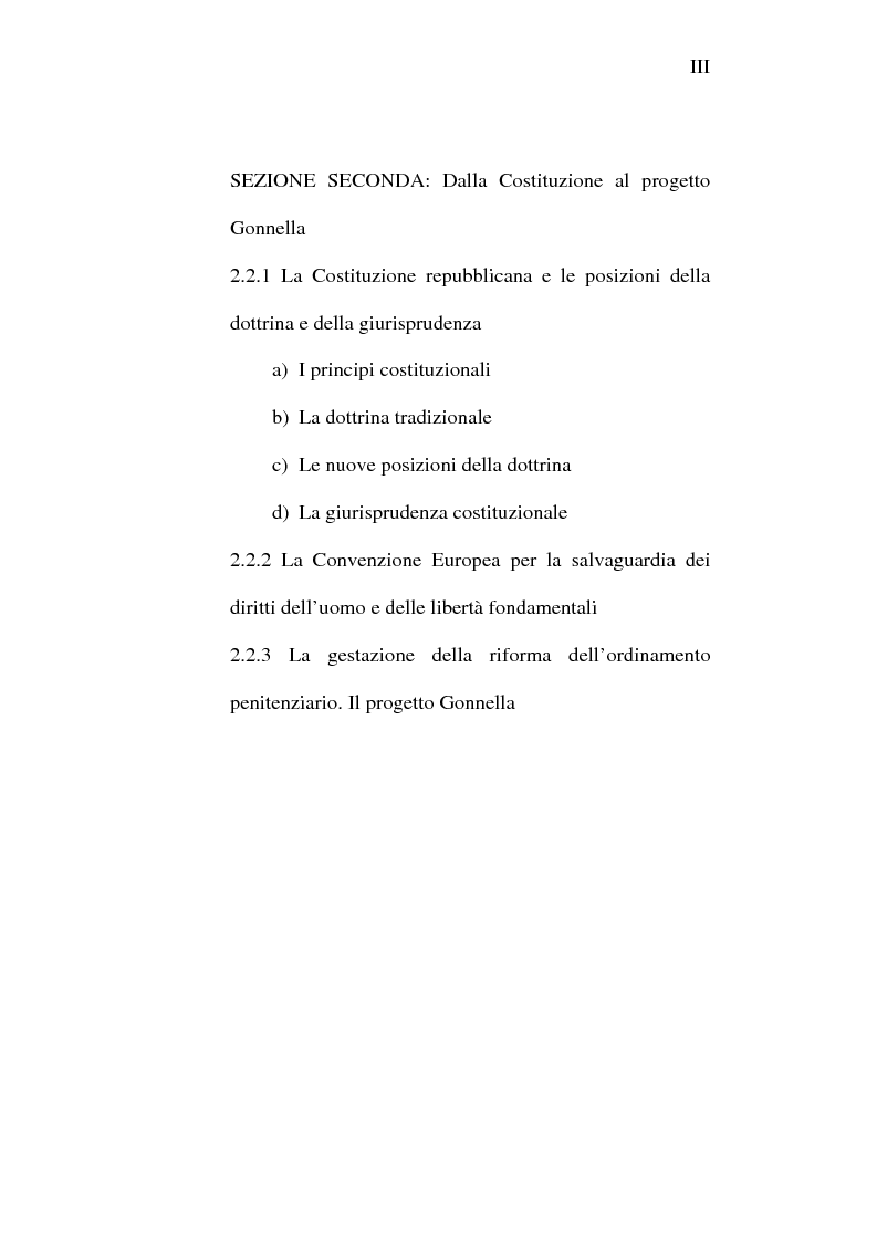 Indice della tesi: Il lavoro carcerario. Origine ed evoluzione normativa. L'esperienza del carcere di Pisa, Pagina 3