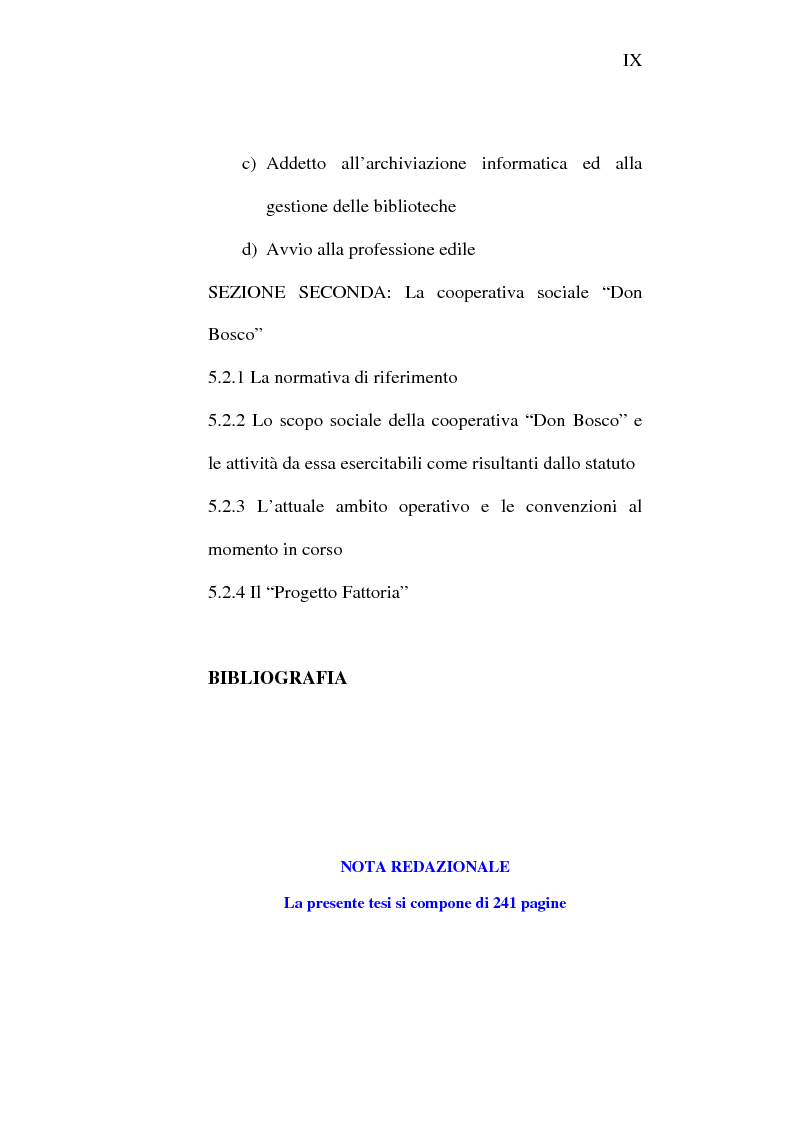 Indice della tesi: Il lavoro carcerario. Origine ed evoluzione normativa. L'esperienza del carcere di Pisa, Pagina 9