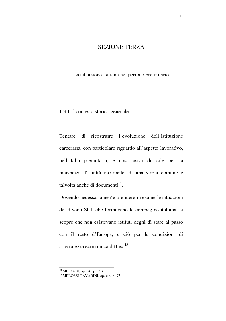 Anteprima della tesi: Il lavoro carcerario. Origine ed evoluzione normativa. L'esperienza del carcere di Pisa, Pagina 10