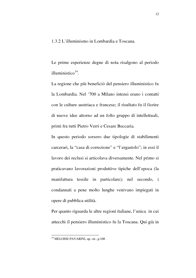 Anteprima della tesi: Il lavoro carcerario. Origine ed evoluzione normativa. L'esperienza del carcere di Pisa, Pagina 11
