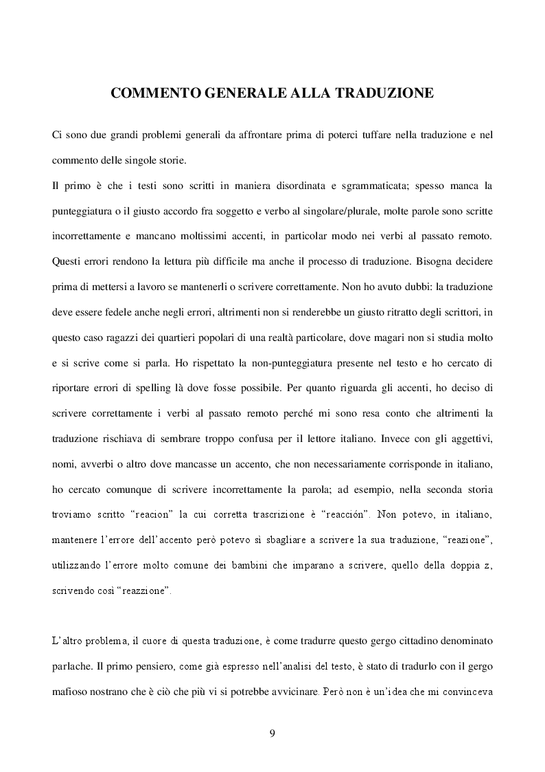Estratto dalla tesi: Il parlache: il gergo di Medellín
