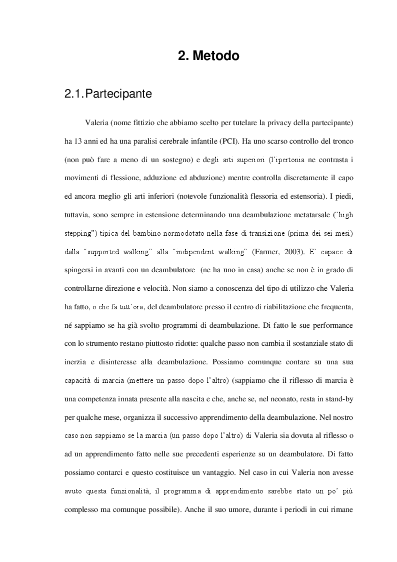 Estratto dalla tesi: Un programma di deambulazione per una bambina con disabilità multiple