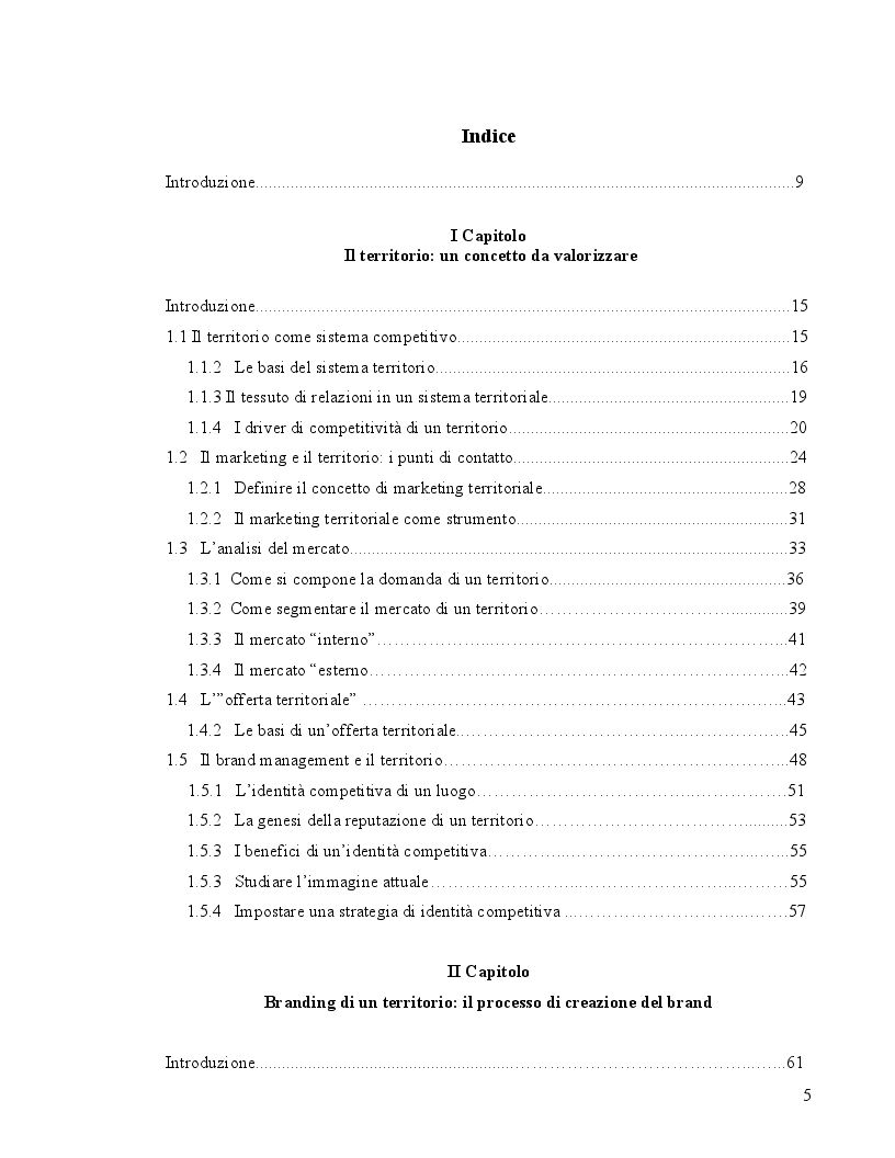 Indice della tesi: Percepire un luogo: il caso della Regione Lazio, Pagina 1