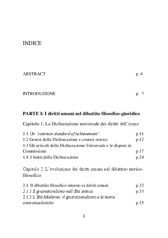Indice della tesi: La guerra di Felipe - L’affermazione storica dei diritti umani nel contesto globale e gli abusi nel Messico di Felipe Calderón, Pagina 1