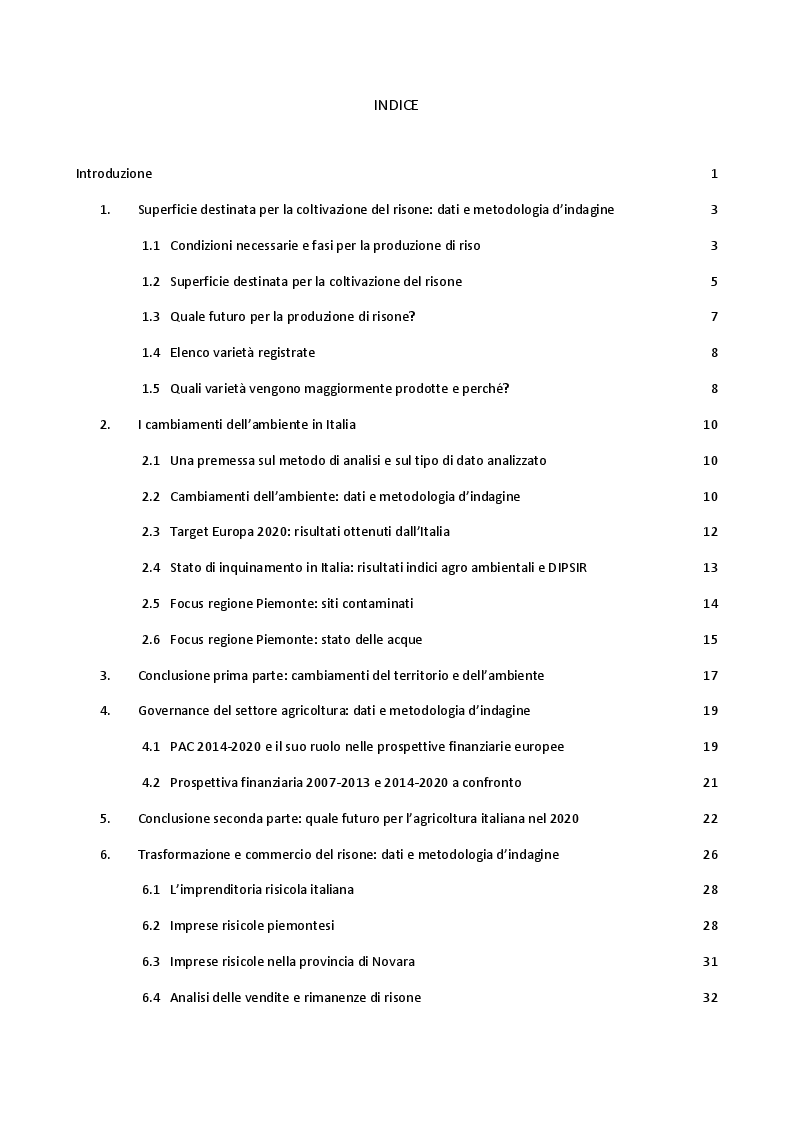 Indice della tesi: Riso: energia per la vita, Pagina 1