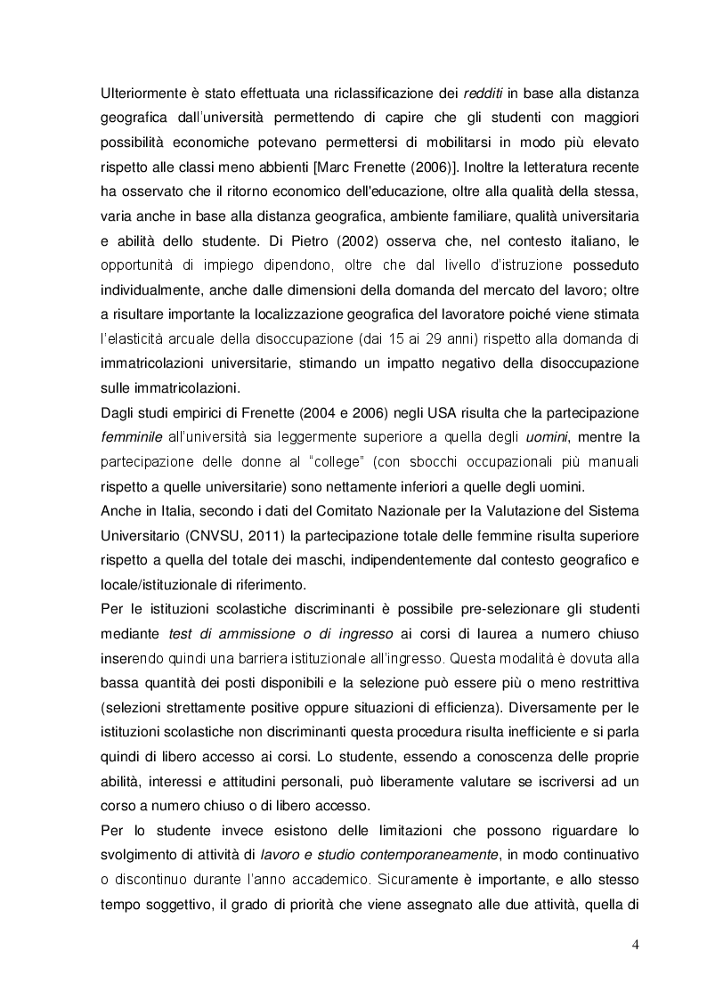Estratto dalla tesi: L'offerta di corsi di laurea e la mobilità degli studenti nel territorio italiano