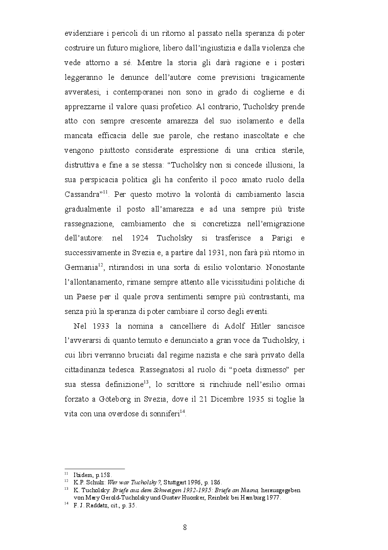 Estratto dalla tesi: La cultura ferita di un paese diviso - La diversa ricezione di Kurt Tucholsky nelle due Repubbliche tedesche durante gli anni del Muro di Berlino