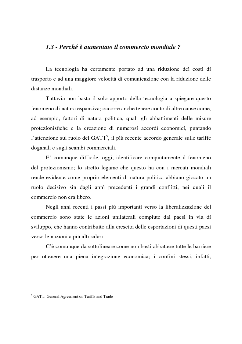 Anteprima della tesi: Effetti della globalizzazione dei mercati sul livello occupazionale dei paesi industrializzati: l'ipotesi interpretativa di Krugman, Pagina 11