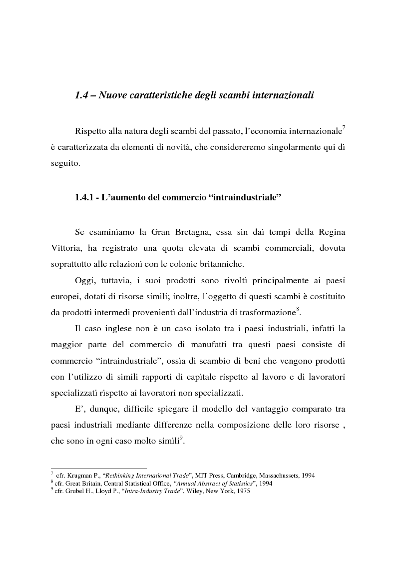 Anteprima della tesi: Effetti della globalizzazione dei mercati sul livello occupazionale dei paesi industrializzati: l'ipotesi interpretativa di Krugman, Pagina 13