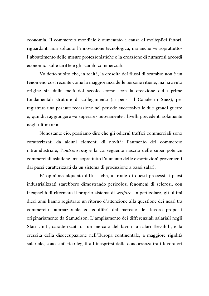 Anteprima della tesi: Effetti della globalizzazione dei mercati sul livello occupazionale dei paesi industrializzati: l'ipotesi interpretativa di Krugman, Pagina 2