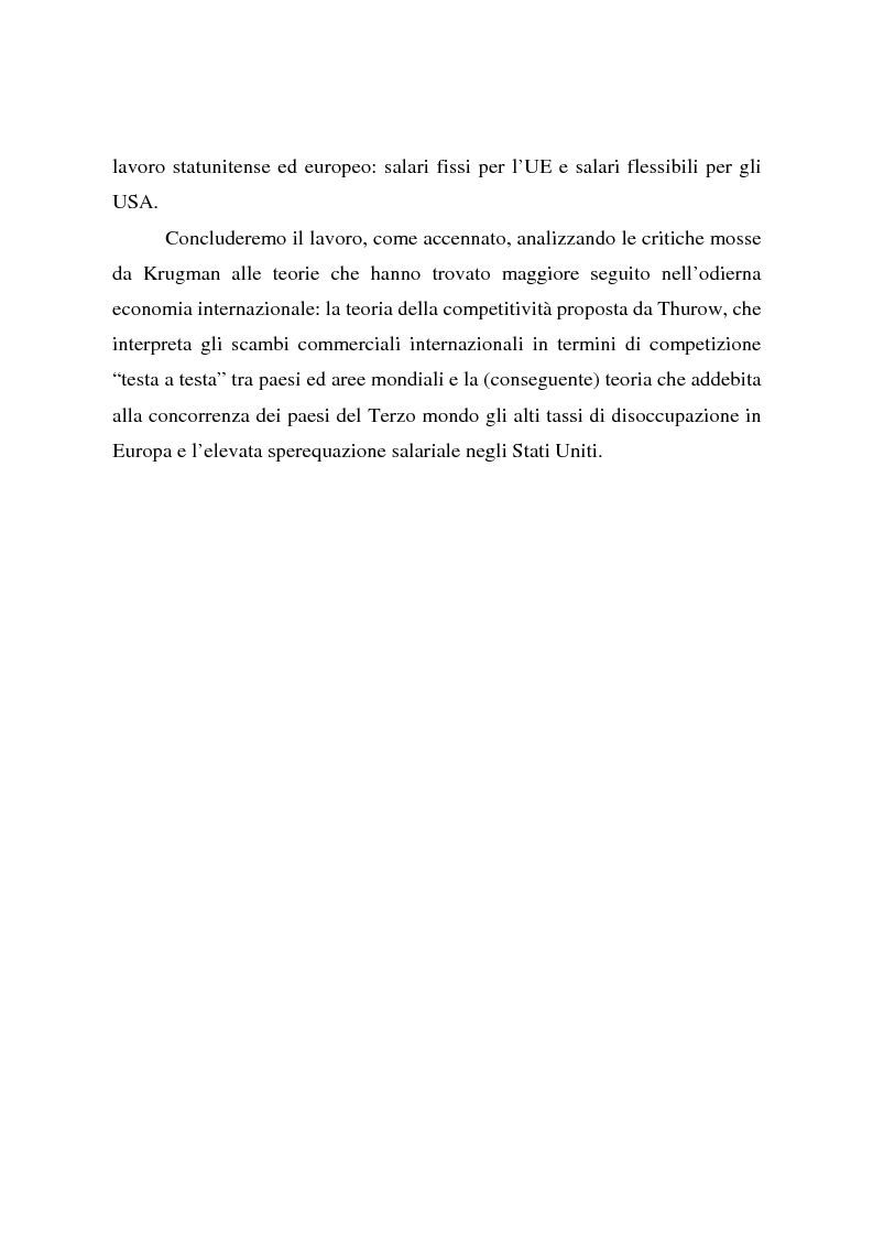 Anteprima della tesi: Effetti della globalizzazione dei mercati sul livello occupazionale dei paesi industrializzati: l'ipotesi interpretativa di Krugman, Pagina 5