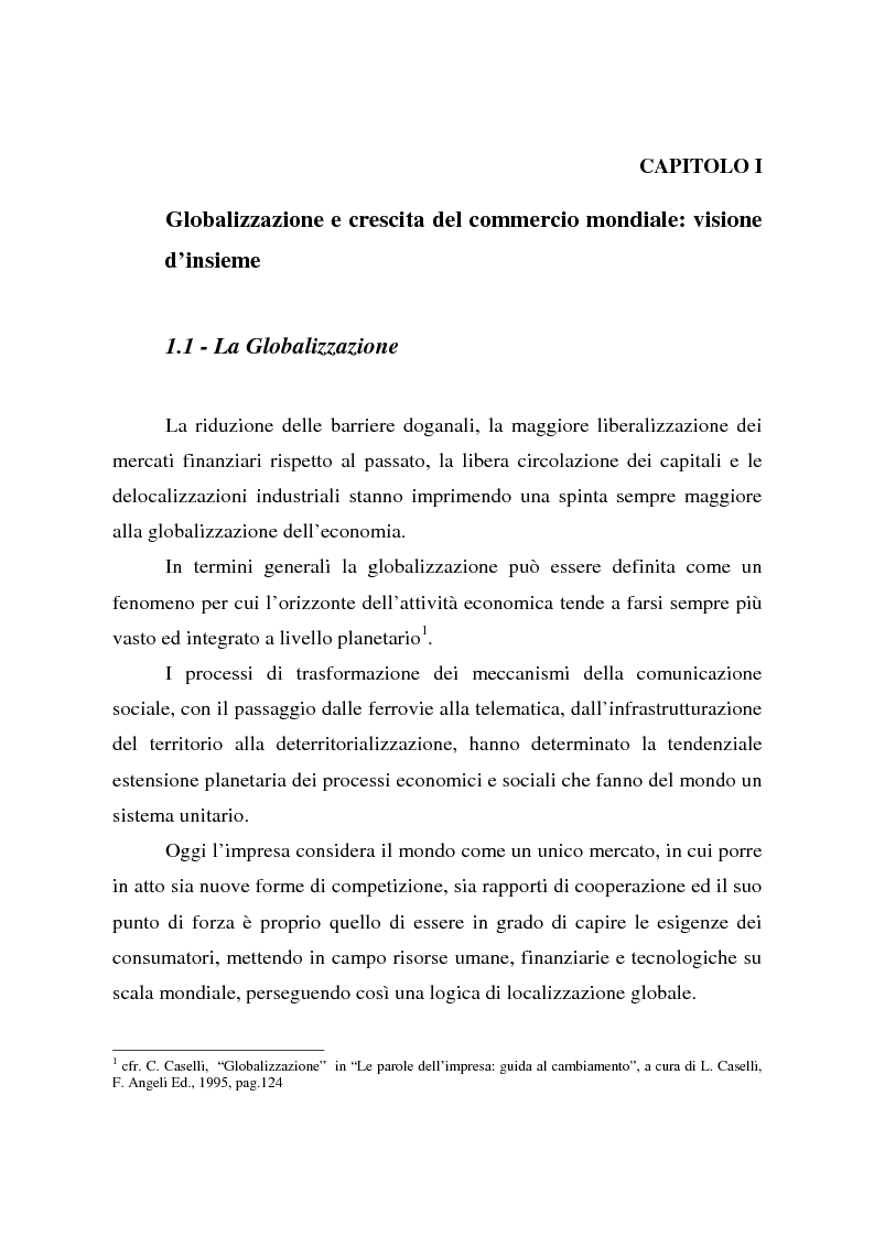 Anteprima della tesi: Effetti della globalizzazione dei mercati sul livello occupazionale dei paesi industrializzati: l'ipotesi interpretativa di Krugman, Pagina 6