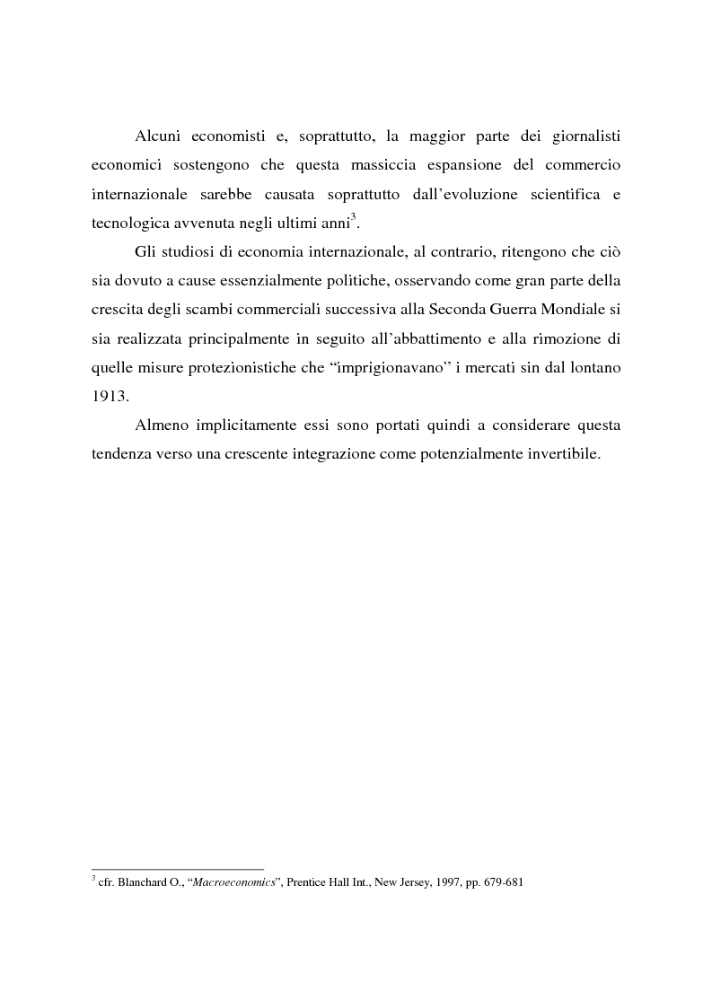 Anteprima della tesi: Effetti della globalizzazione dei mercati sul livello occupazionale dei paesi industrializzati: l'ipotesi interpretativa di Krugman, Pagina 8