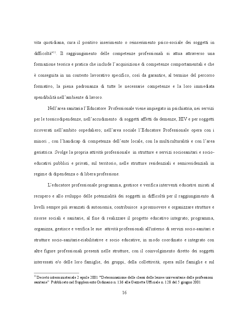 Estratto dalla tesi: L'educatore professionale tra speculazione e ricerca
