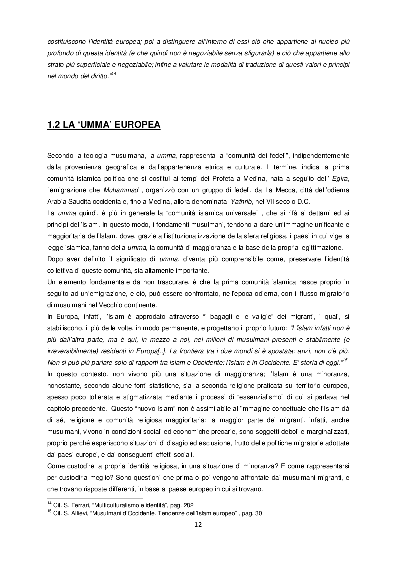 Estratto dalla tesi: Viaggio fra le comunità musulmane dall'Europa a Modena. Come si organizzano e che rapporti instaurano con il territorio.