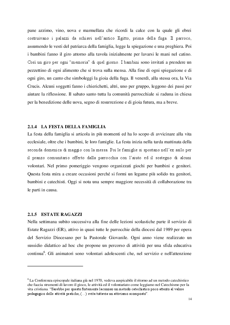 Estratto dalla tesi: Valutare le azioni di catechesi parrocchiale. Uno studio esplorativo