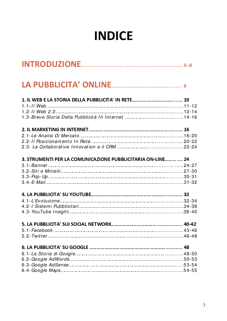 Indice della tesi: La pubblicità online: un’analisi grafica, Pagina 1