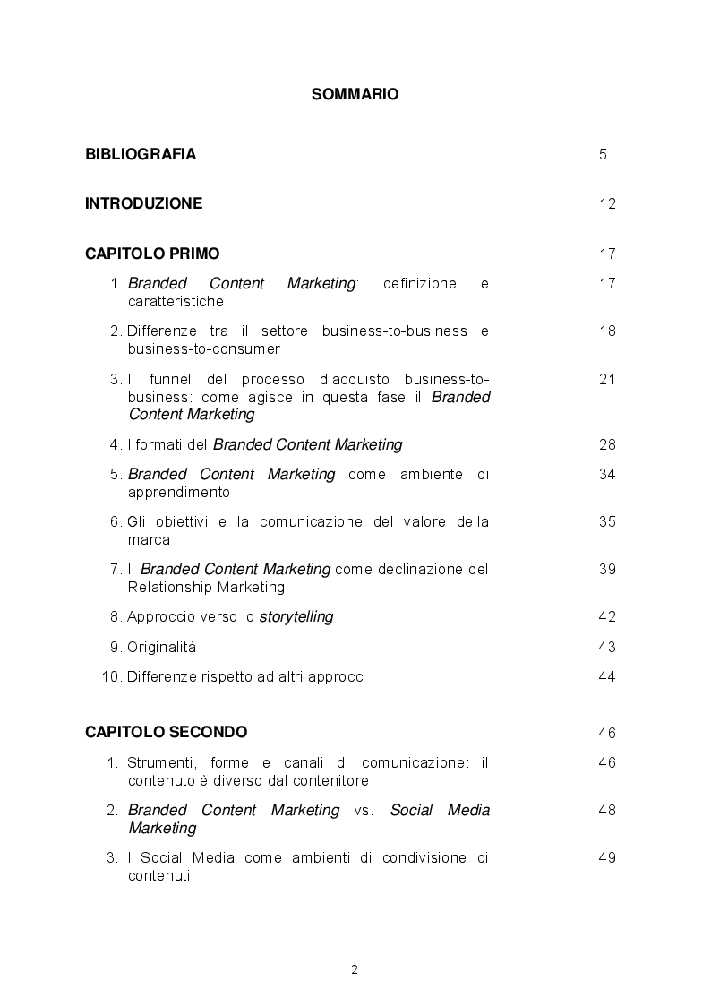Indice della tesi: L’evoluzione del Branded Content Marketing nel business-to-business: il ruolo del video industriale nel settore dell’Information Technology, Pagina 1
