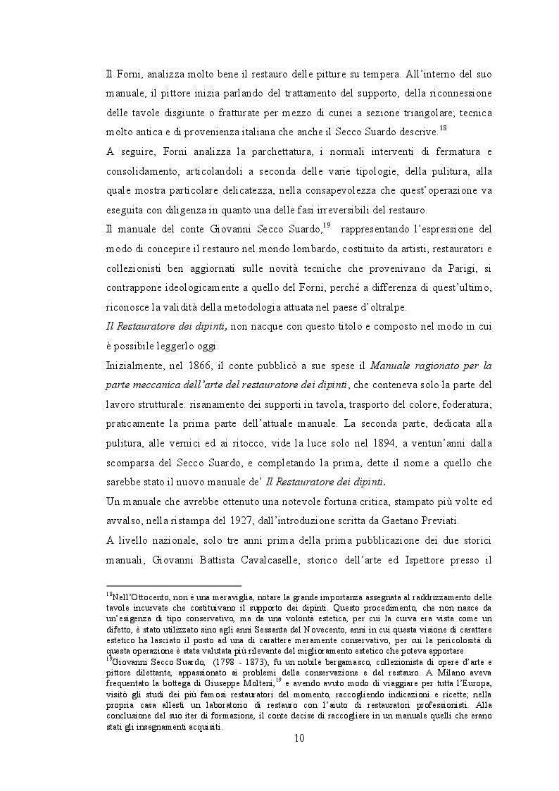 Estratto dalla tesi: La storia degli interventi di restauro sui dipinti mobili in Italia tra il 1908 e il 1924.