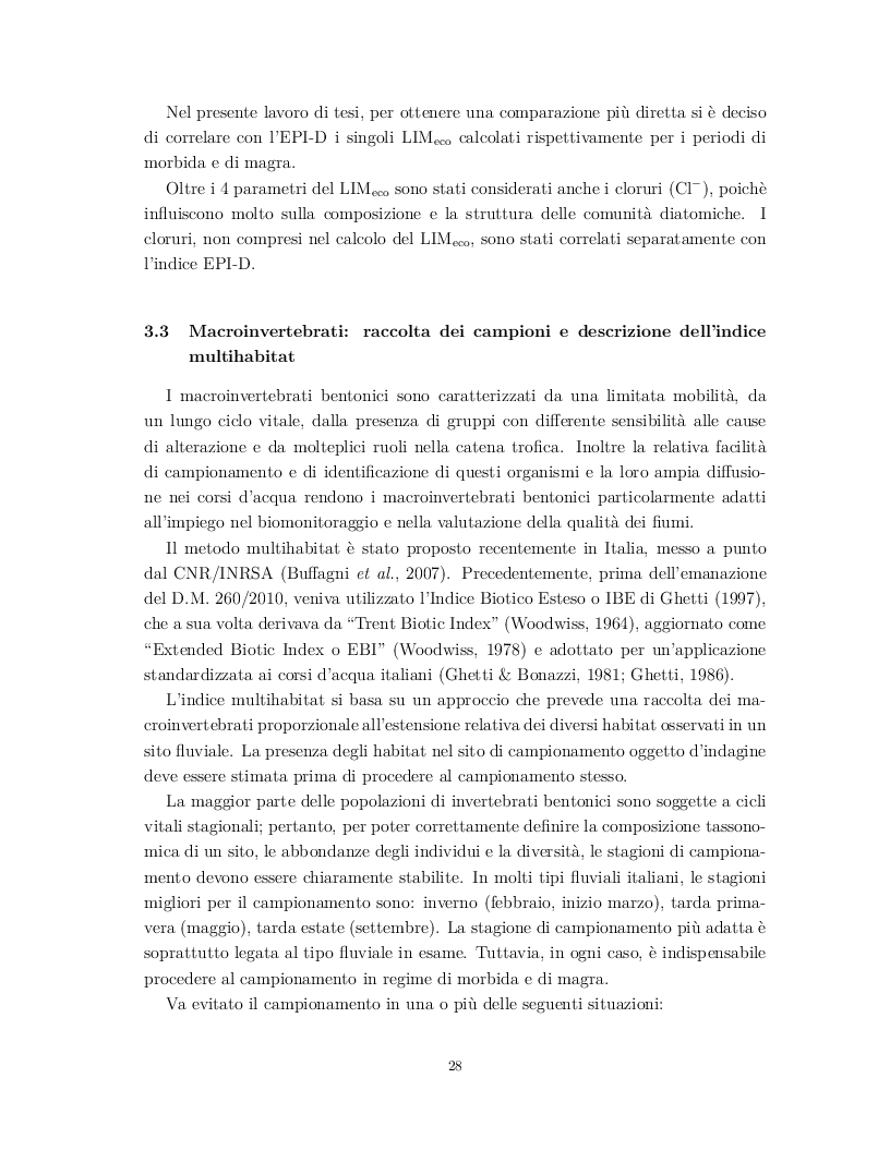 Estratto dalla tesi: Valutazione dello stato ecologico del bacino idrografico del fiume Musone (Marche) mediante applicazione di indici biotici (diatomee e macroinvertebrati) e chimici (LIMeco)