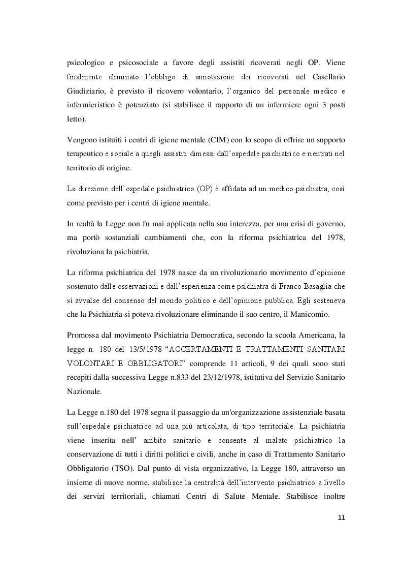Estratto dalla tesi: Il ruolo dell'infermiere nell'assistenza al paziente psichiatrico in fase acuta: emergenza psichiatrica e SPDC