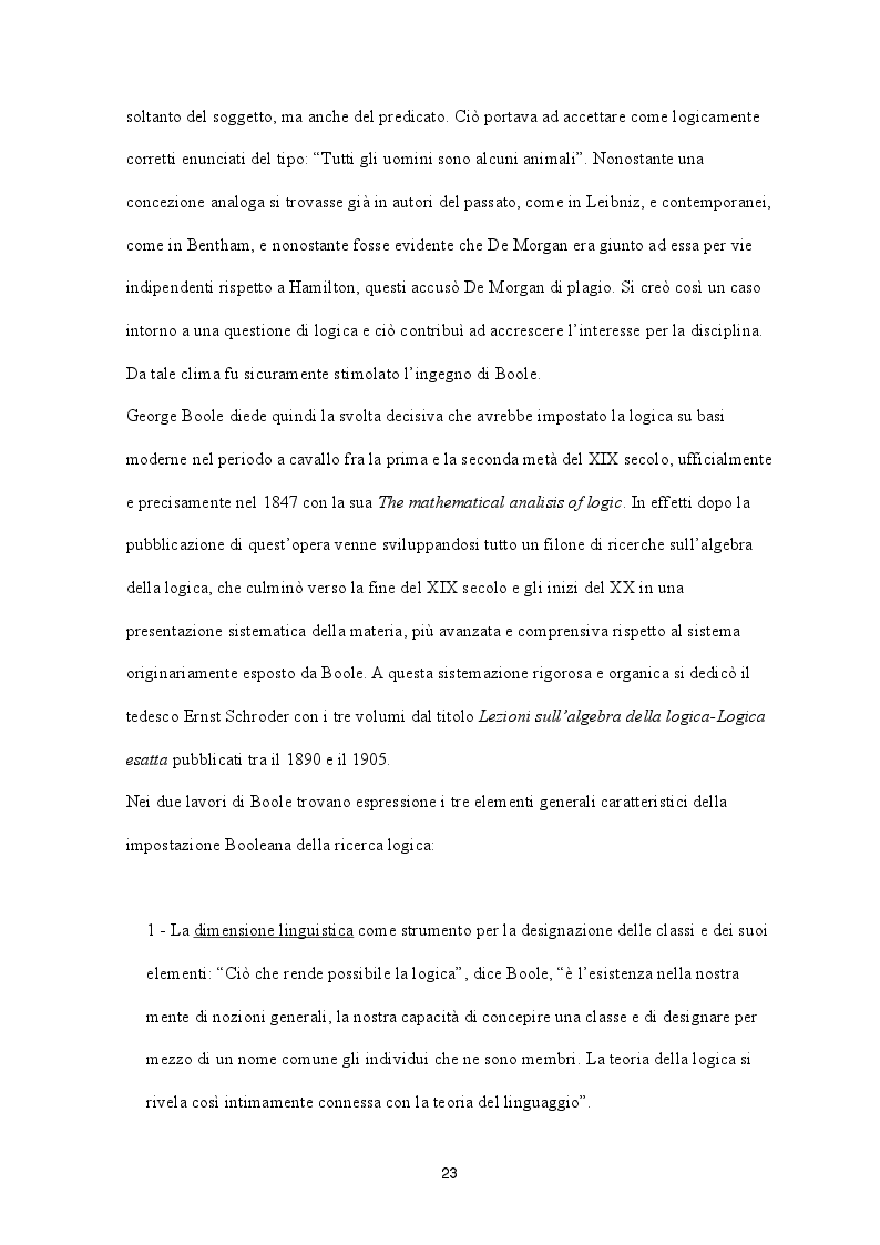 Estratto dalla tesi: George Boole e l'Algebra Booleana - Logica e Comunicazione