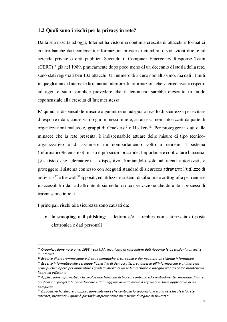 Estratto dalla tesi: La privacy in Internet: il controllo delle masse
