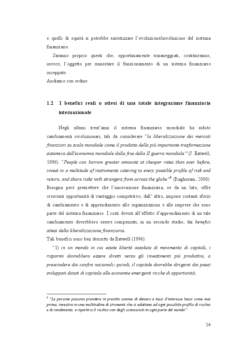 Estratto dalla tesi: Sull'Integrazione Ottimale dei Mercati Finanziari
