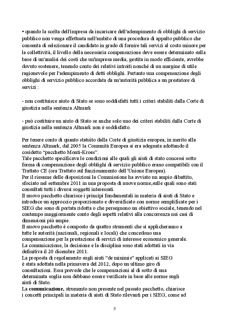 Estratto dalla tesi: Il finanziamento dei servizi di interesse economico generale: il caso Laziomar