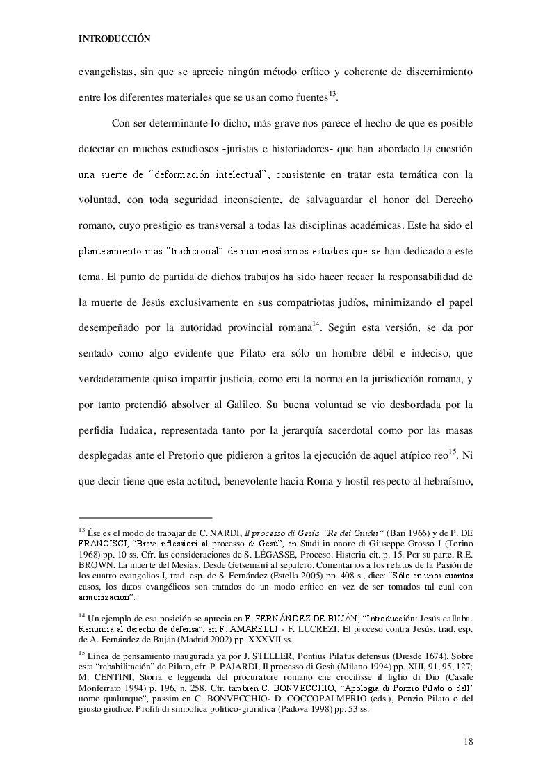 Estratto dalla tesi: Roma vs. Jesús de Nazaret. Estudio jurídico de un proceso histórico