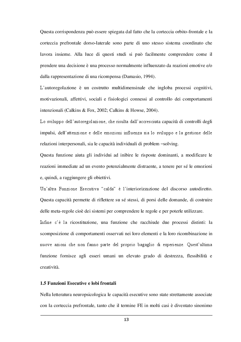 Estratto dalla tesi: Le funzioni esecutive e lo sviluppo del linguaggio