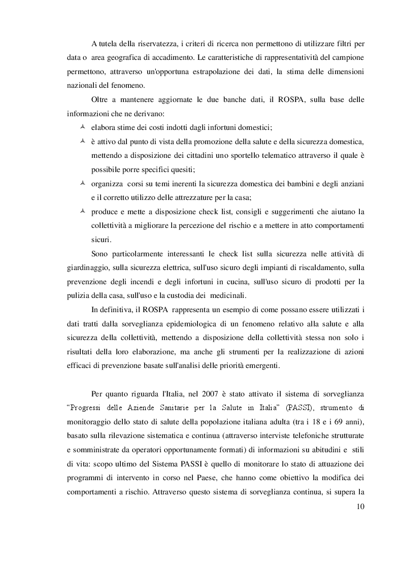 Estratto dalla tesi: Ruolo del tecnico della Prevenzione negli Incidenti Domestici alla luce del PRP 2010-2012