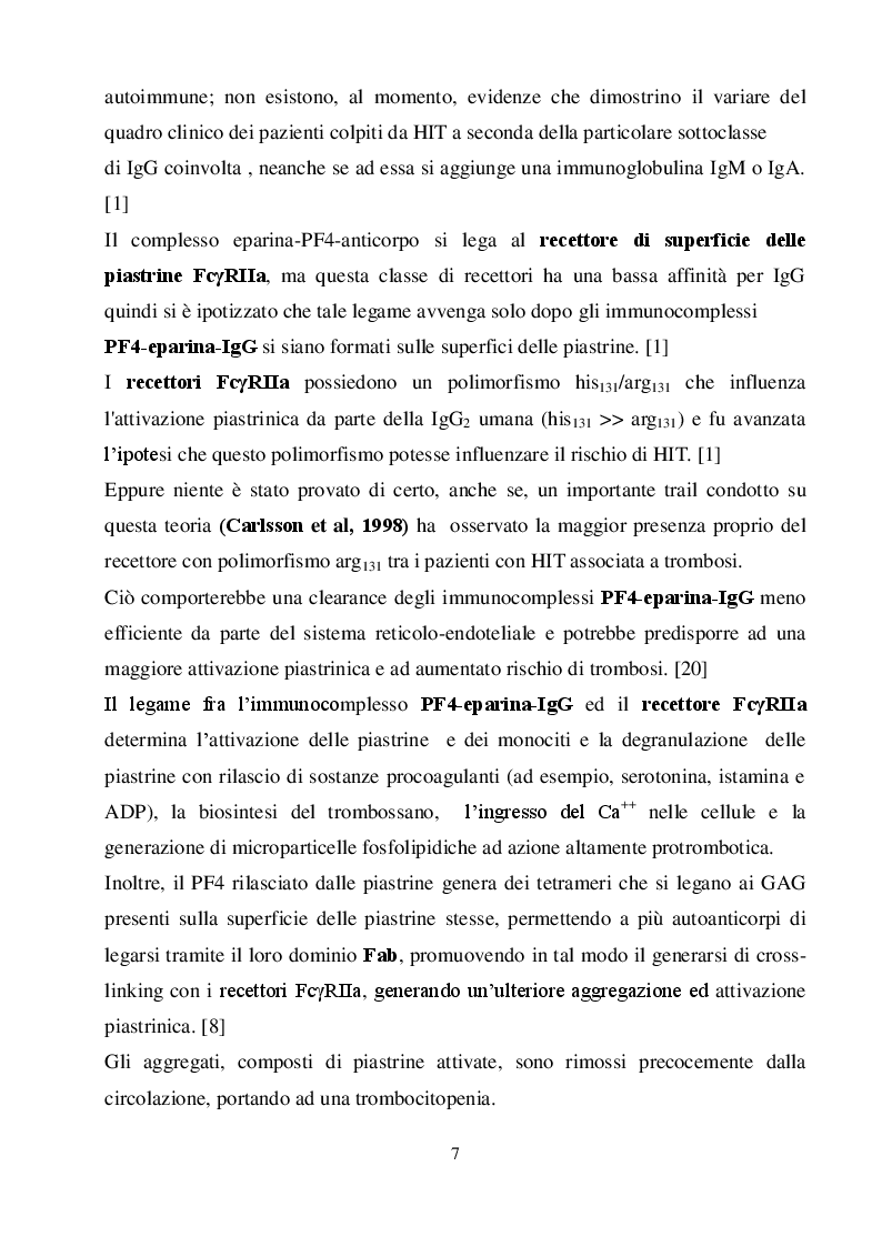 Estratto dalla tesi: Da un’esperienza francese la proposta di una nuova strategia diagnostica per la Trombocitopenia indotta da Eparina (HIT)